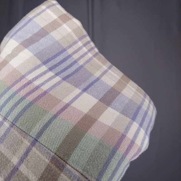 Chaps Flannel Plaid Shirt Women 2XL Zip Collar Purple Beige Pastel Multicolor XX - Picture 10 of 10